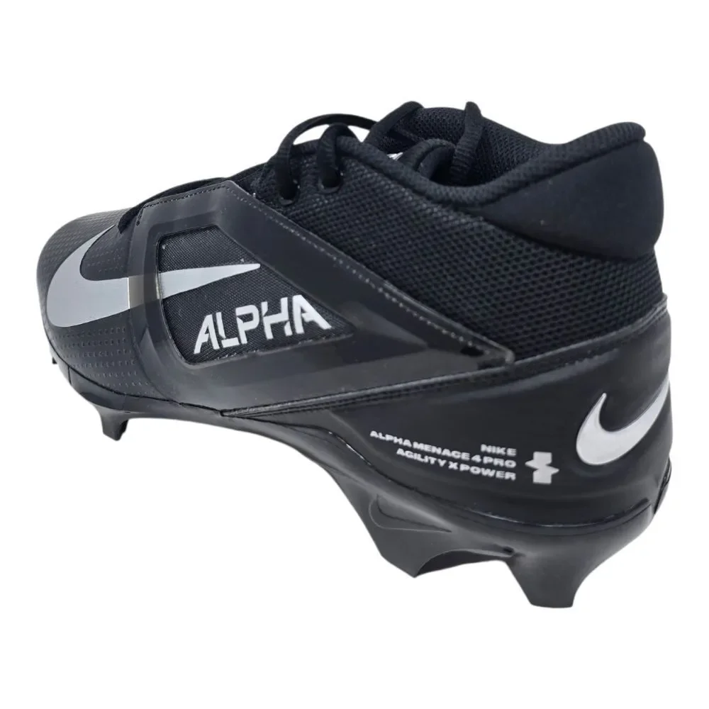 Nike Alpha Menace 4 Pro Black Football Cleats Mens Size 12 FD7037-002 NEW